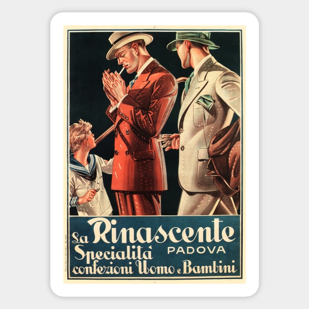 LA RINASCENTE PADOVA by JC Leyendecker Department Store Clothing For Men and Children Old Italian Advert Sticker by vintageposters